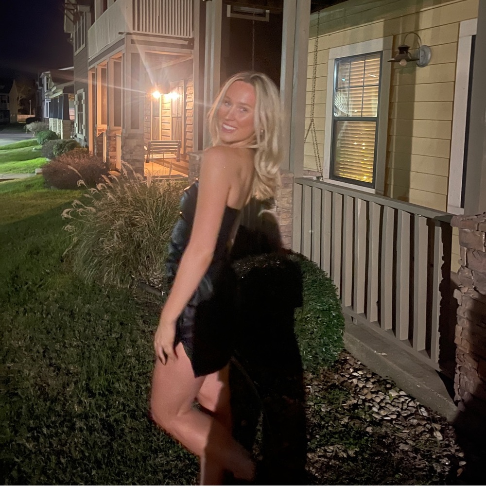 Mini black leather dress from St Louis boutique SPLASH (originally 80)